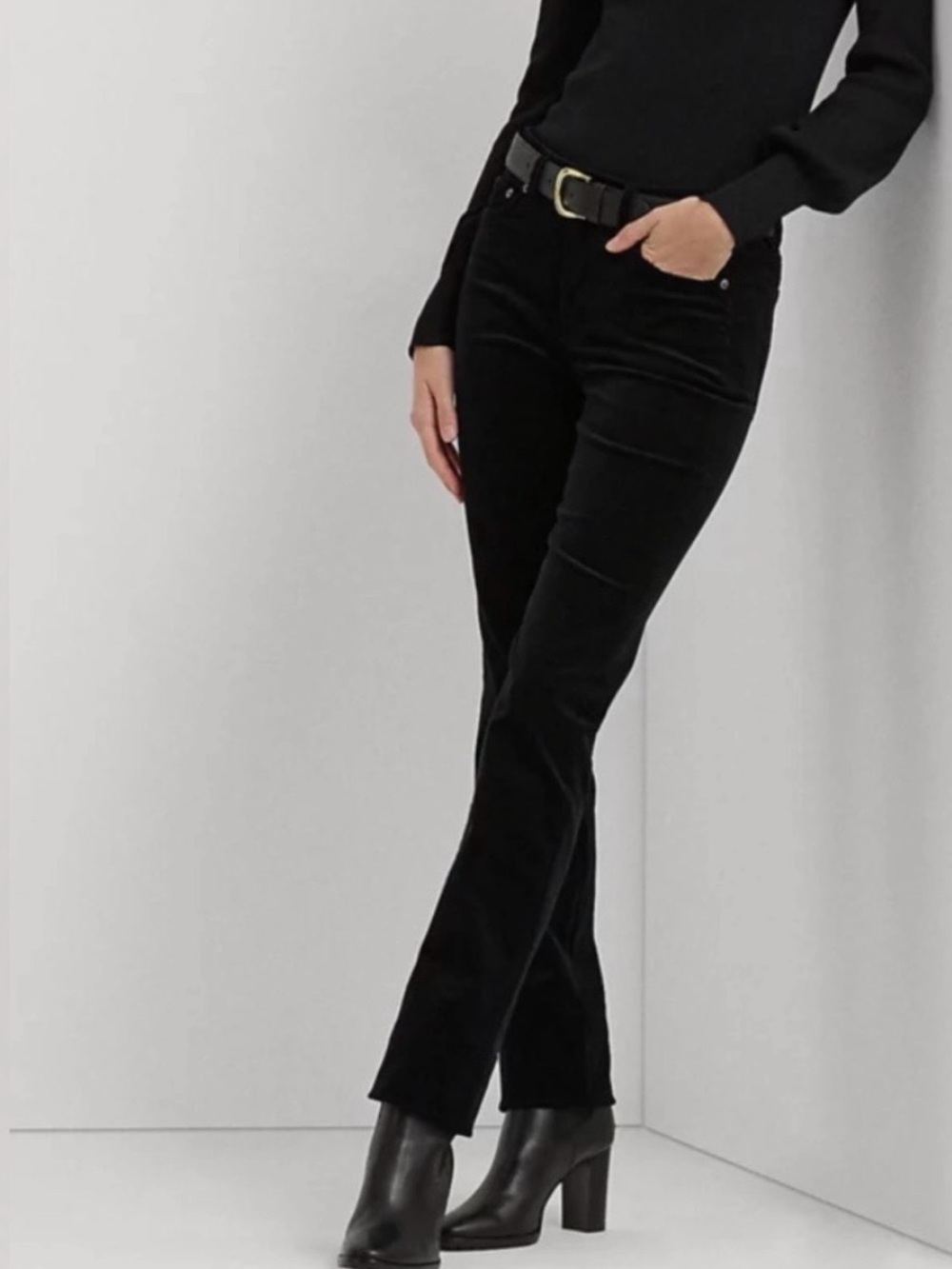 NWOT LRL Ralph Lauren Classic Black Corduroy Straight-Leg Pants